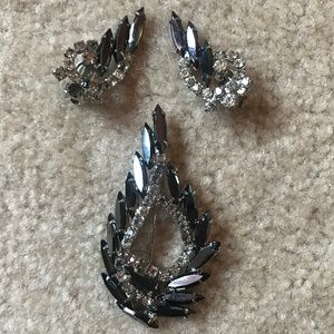 Antique Bling Earrings and Brooch Pin